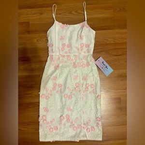 Minuet floral embroidered mini dress size small brand new never worn!
